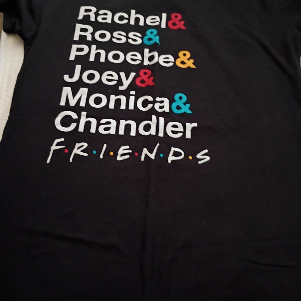 Adult  Black 'Friends' Character Names Graphic Tee Size Small